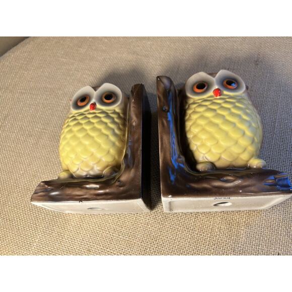 Vintage 1960's Hand Painted Owl Ceramic Bookends Made in Japan - Picture 3 of 12